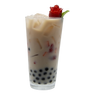 Thé au lait à la fraise et à la rose