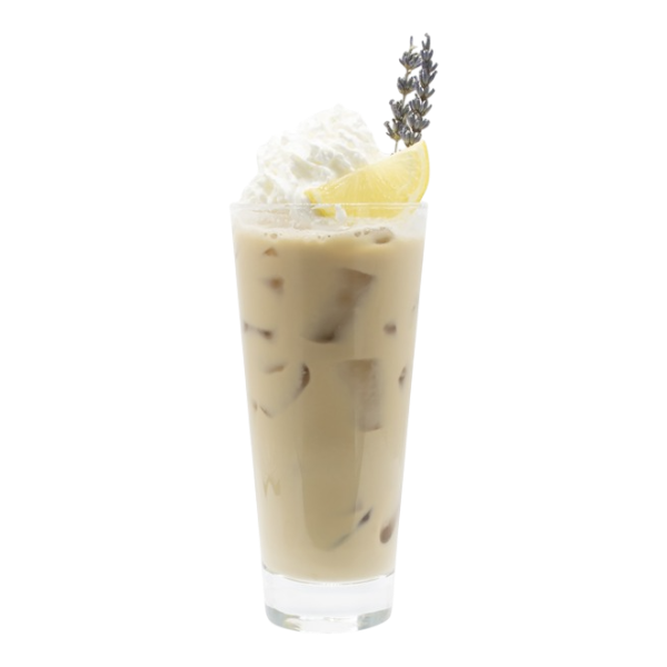 Latte glacé au citron et à la lavande