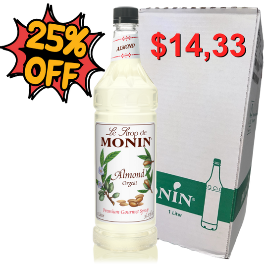 Sirop d'amande-orgeat MONIN - Carton de 8 bouteilles 1L