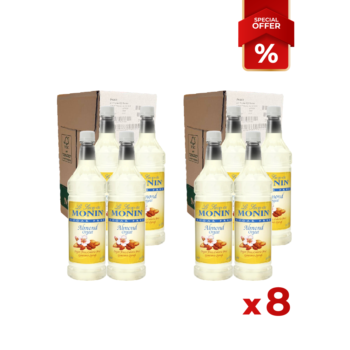 Almond (Orgeat) Syrup Sugar Free MONIN, 1L