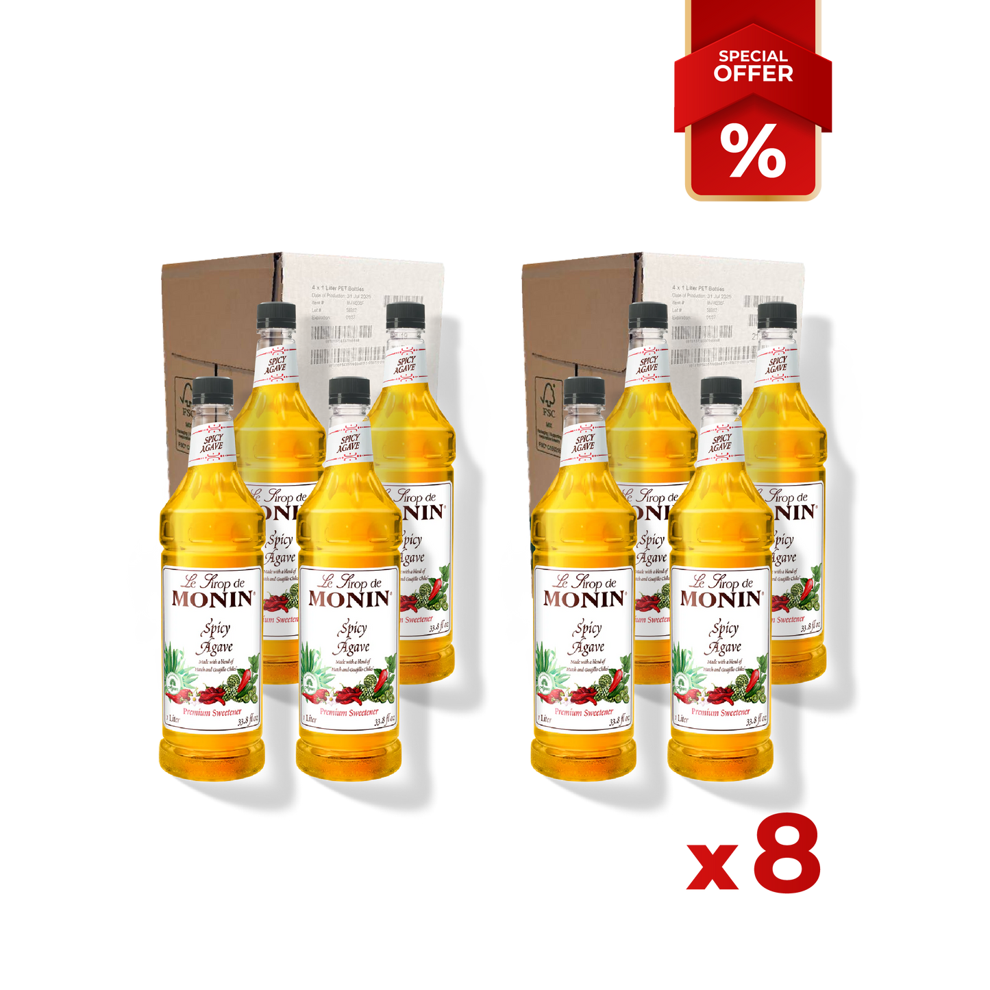 Agave Spicy Sweetener Syrup MONIN, 1L
