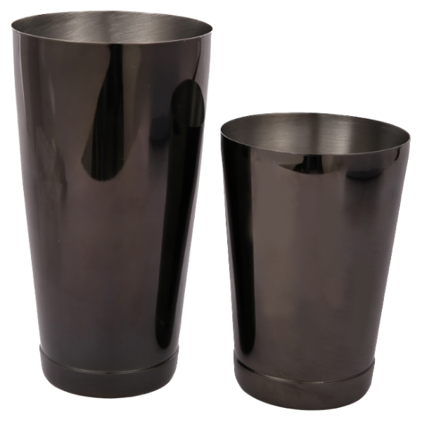 Shaker à cocktail Boston 28 et 18 oz - Métal noir, finition étain sur étain