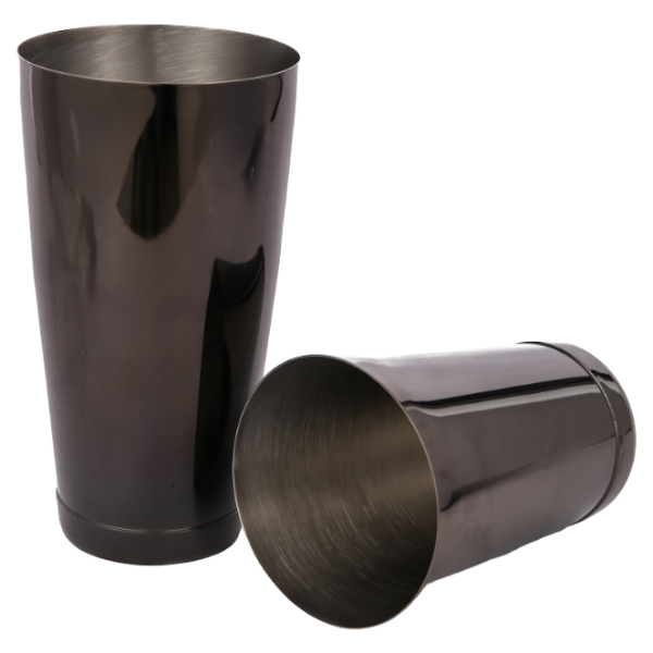 Shaker à cocktail Boston 28 et 18 oz - Métal noir, finition étain sur étain