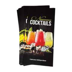 Menu du bar à cocktails Flayer - Yuzu, fruit du dragon, goyave