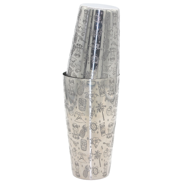 Shaker Boston 28 et 18 oz - Acier inoxydable à motifs, boîte sur boîte
