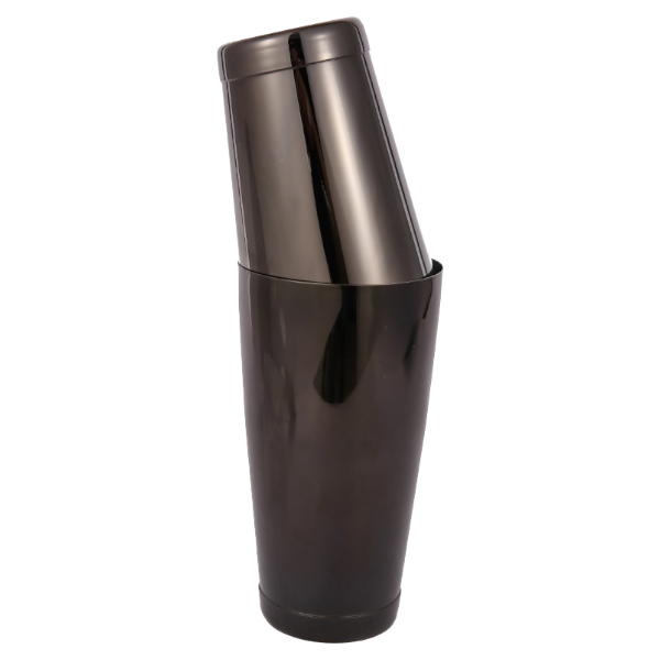 Shaker à cocktail Boston 28 et 18 oz - Métal noir, finition étain sur étain