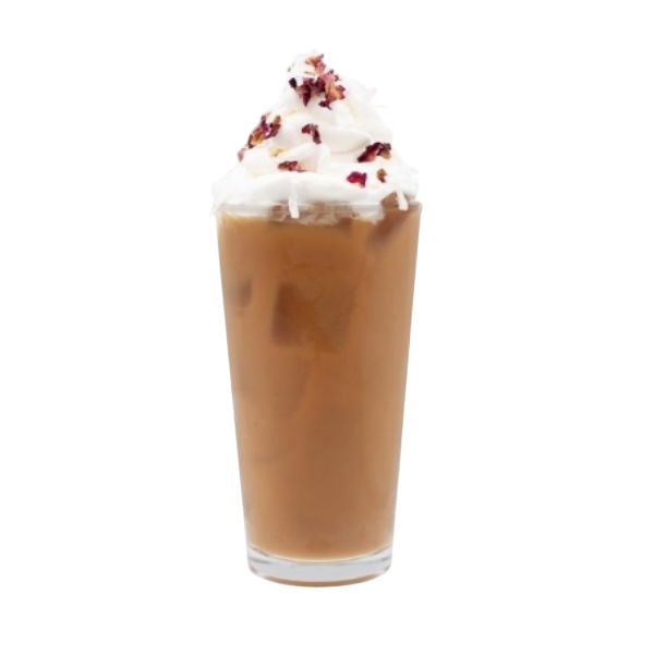 Latte glacé à la noix de coco et à la rose