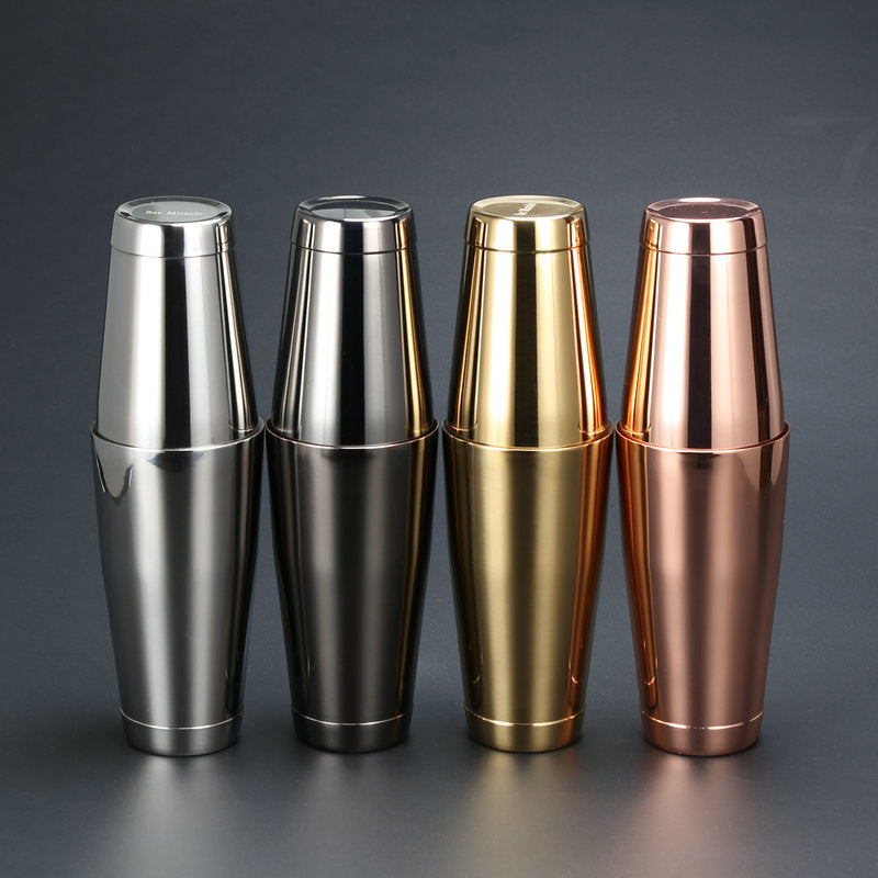 Shaker à cocktail Boston 28 et 18 oz - Métal noir, finition étain sur étain