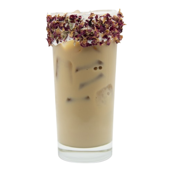 Café glacé à la guimauve et à la rose