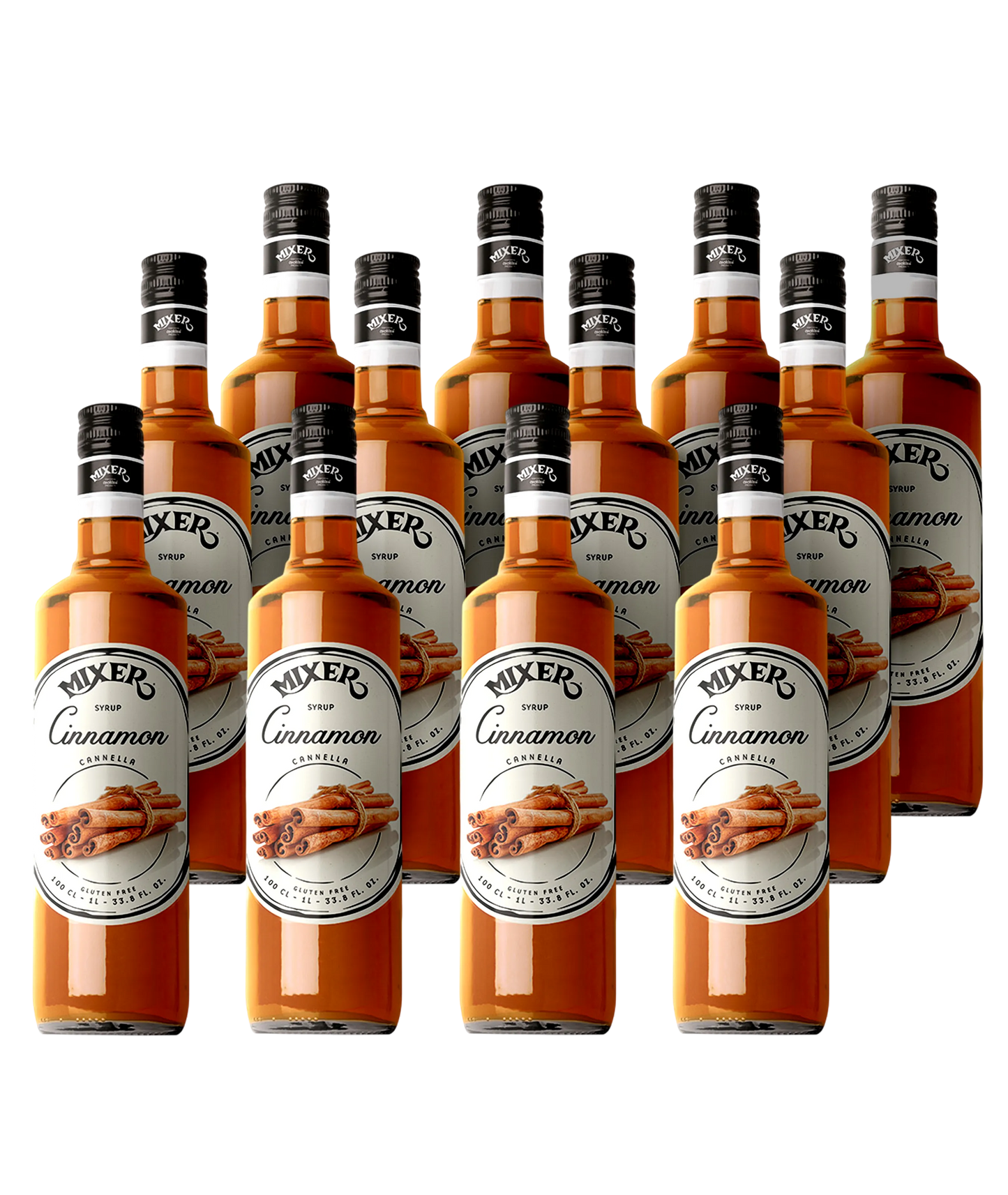 Cinnamon cocktail syrup – wholesale pack of 12 x 1L, discounted for mixers – Mixopro MLT | Sirop pour cocktail à la cannelle – pack de 12 x 1L, vente en gros à prix réduit – Mixopro MLT
