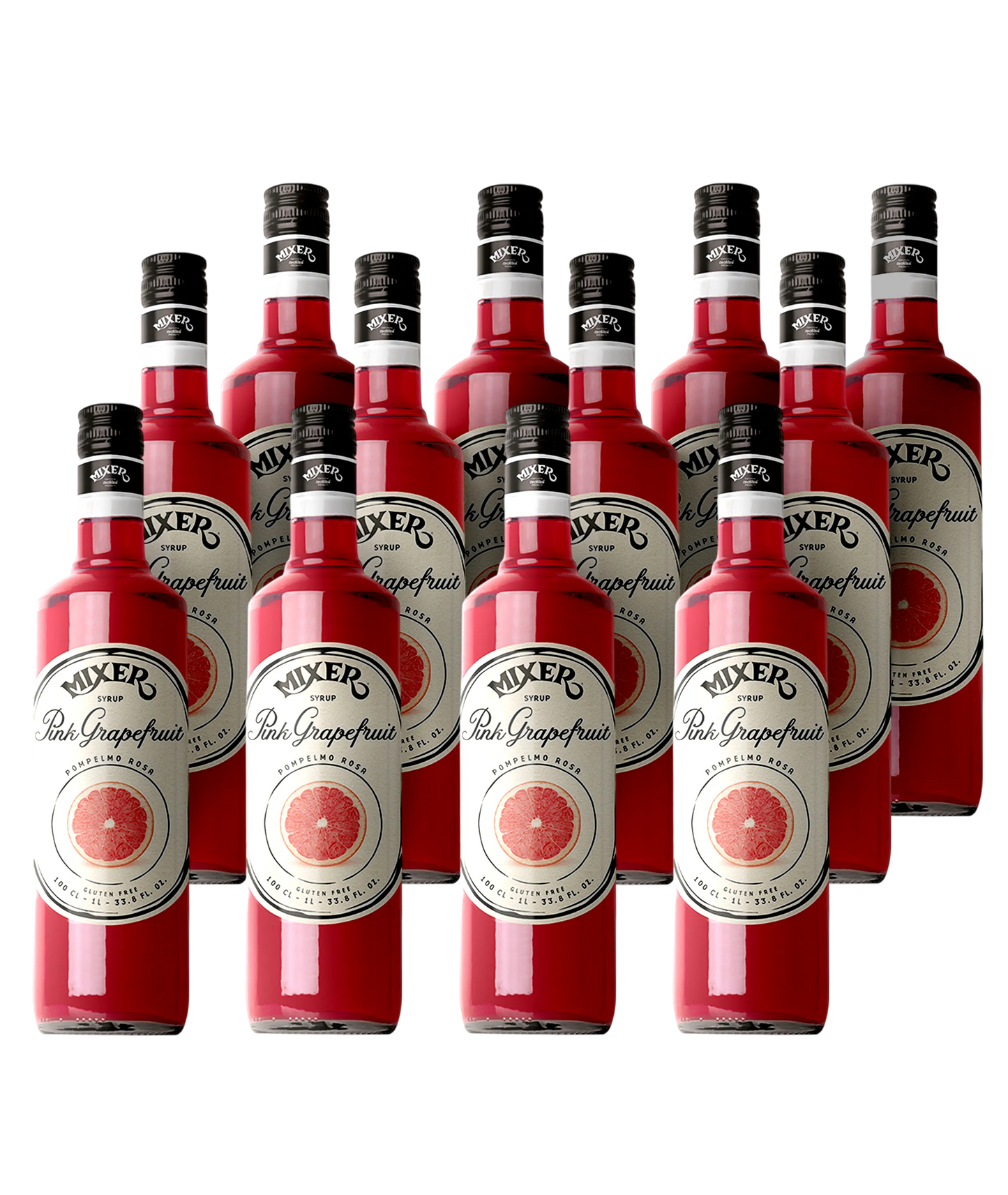 Pink grapefruit cocktail syrup – pack of 12 x 1L bottles, bulk discounted offer – Mixopro | Sirop cocktail au pamplemousse rose – pack de 12 x 1L, achat en gros à prix réduit – Mixopro