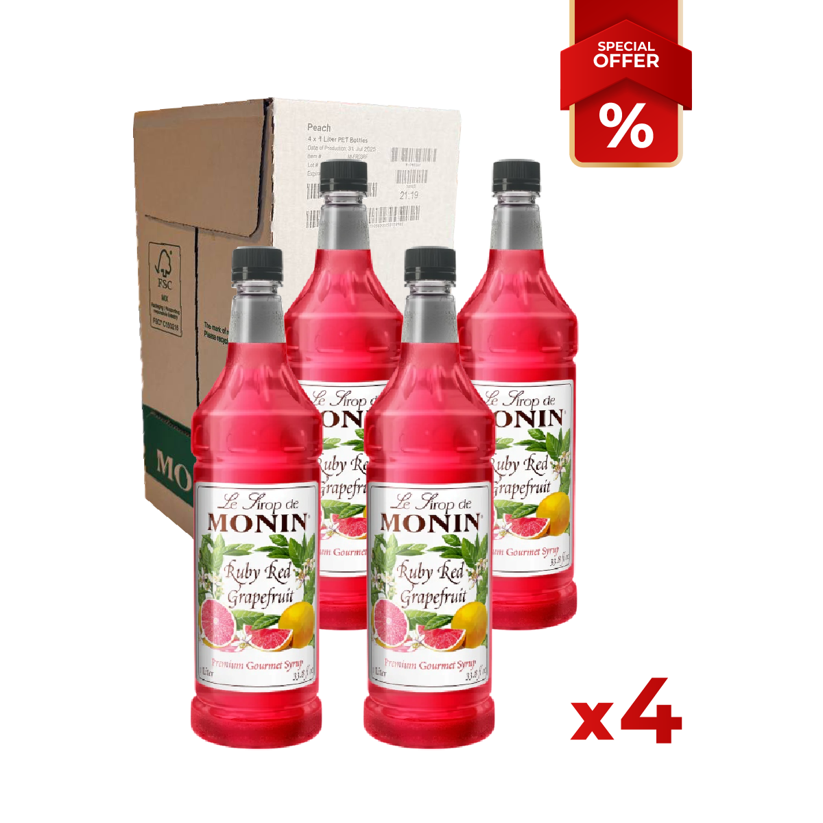 Ruby Red Grapefruit Syrup MONIN 1L