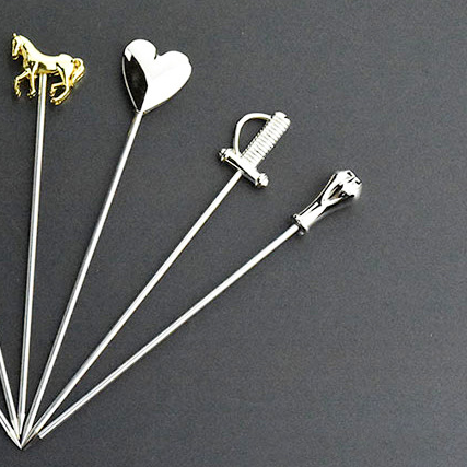 Diamond Cocktail Picks - Silver Top