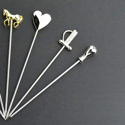 Diamond Cocktail Picks - Silver Top