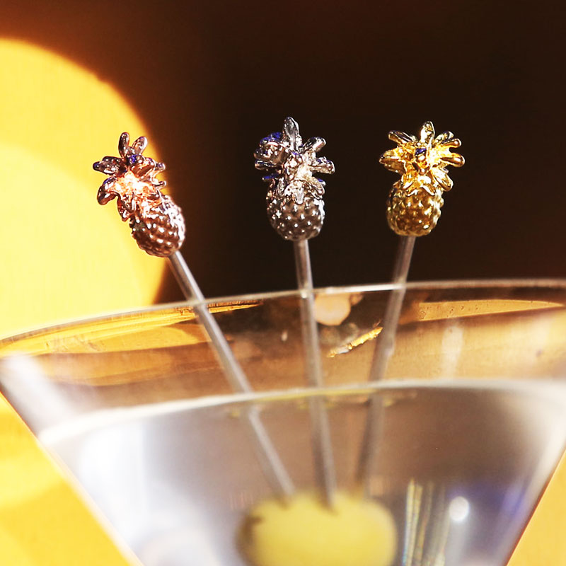 Pineappple Cocktail Picks - Gold Plated Top