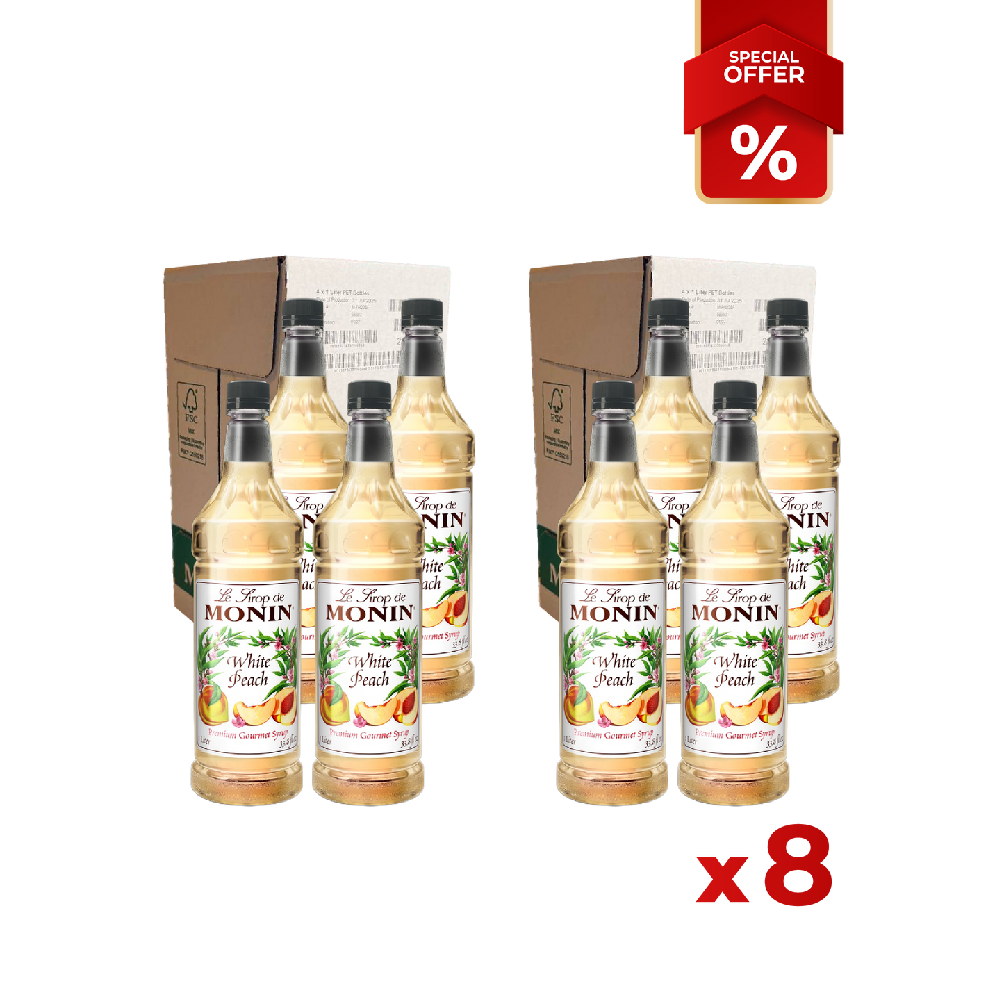 Sirop de Pêche Blanche MONIN, 1L