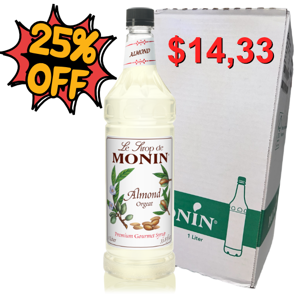 Almond-Orgeat Syrup MONIN - Box of 8 bottles 1L