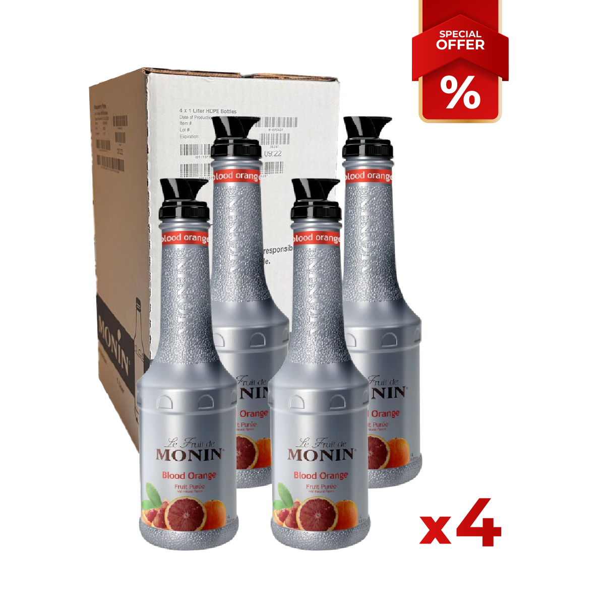 Blood Orange Fruit Syrup Puree MONIN, 1L B2B