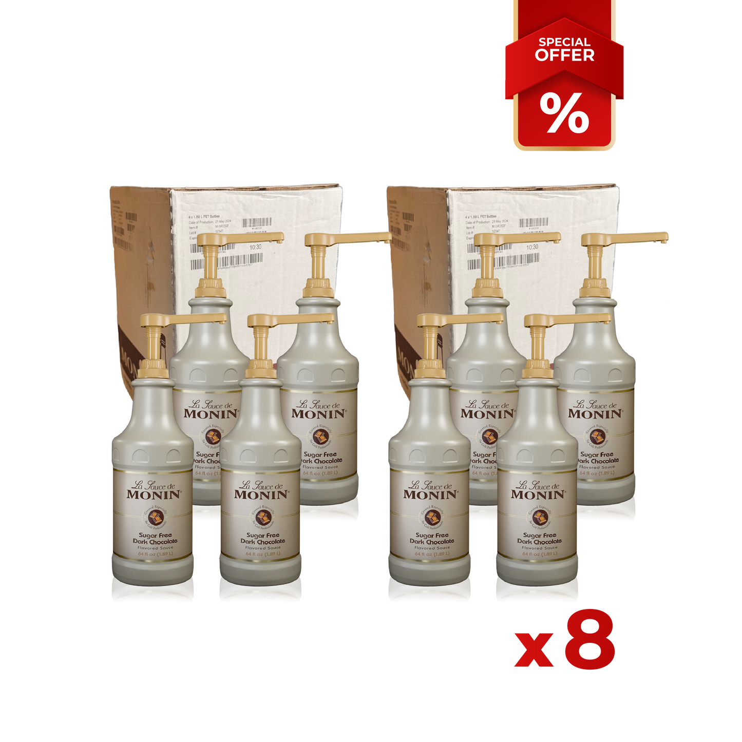 Topping de Sauce Chocolat Noir Sans Sucre MONIN, 64oz/1,89L