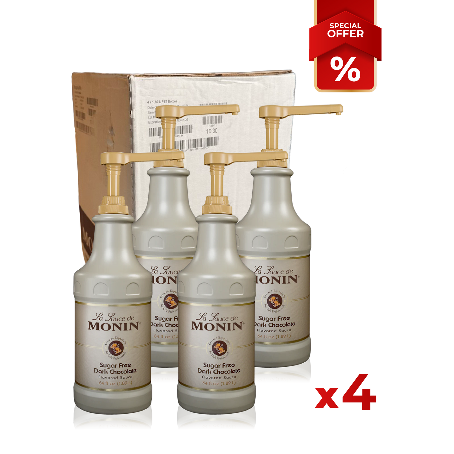 Topping de Sauce Chocolat Noir Sans Sucre MONIN, 64oz/1,89L