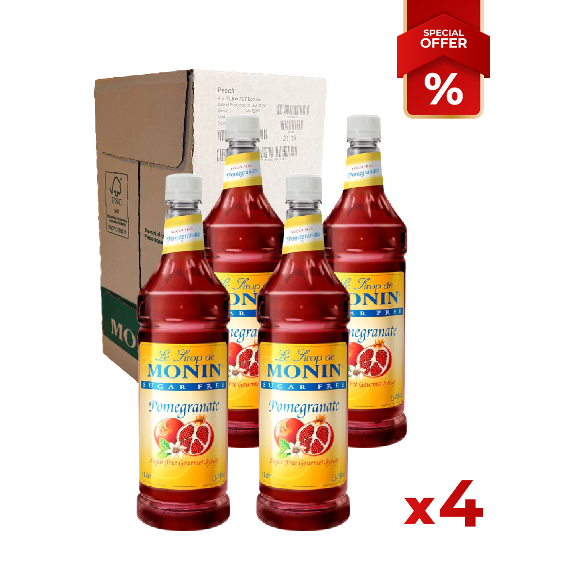Pomegranate Syrup Sugar Free MONIN, 1L
