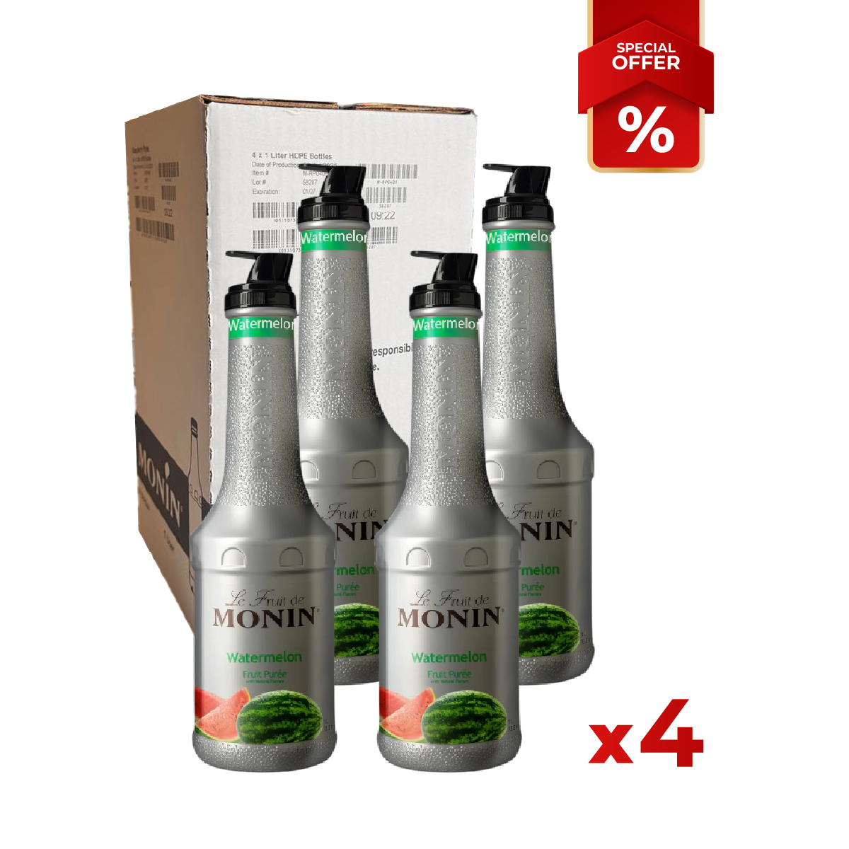 Watermelon Fruit Syrup puree MONIN, 1L B2B