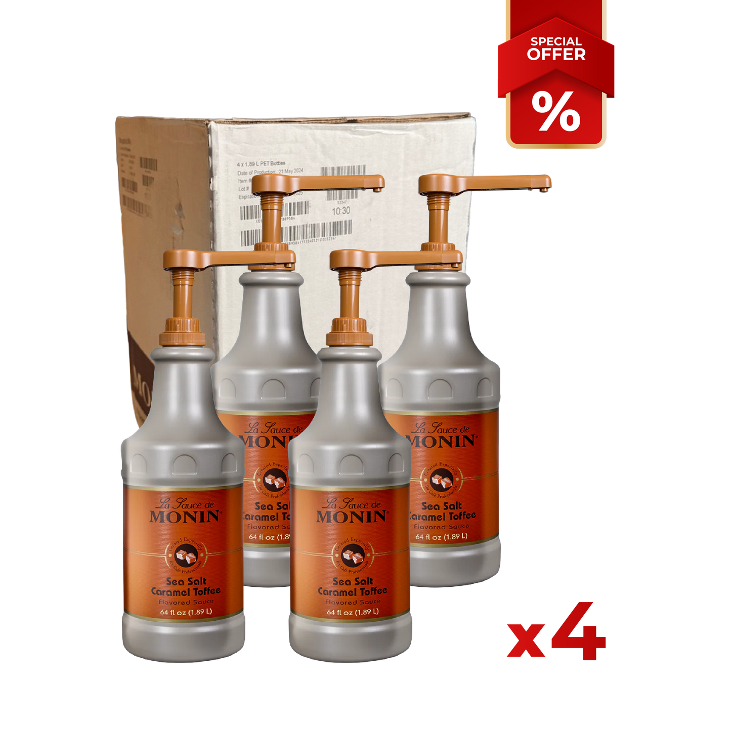 Topping de Sauce Caramel au Sel de Mer MONIN, 64oz/1,89L