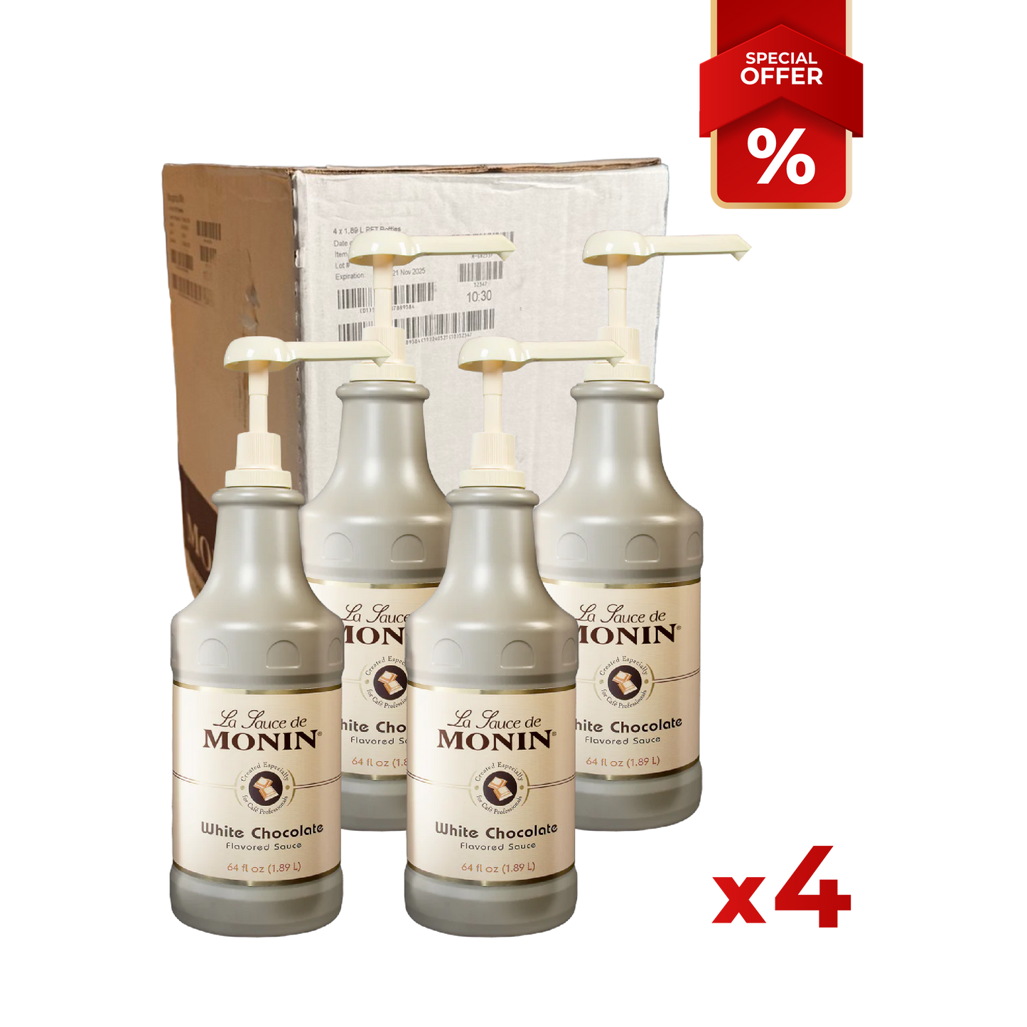 Topping de Sauce Chocolat Blanc MONIN, 64oz/1,89L