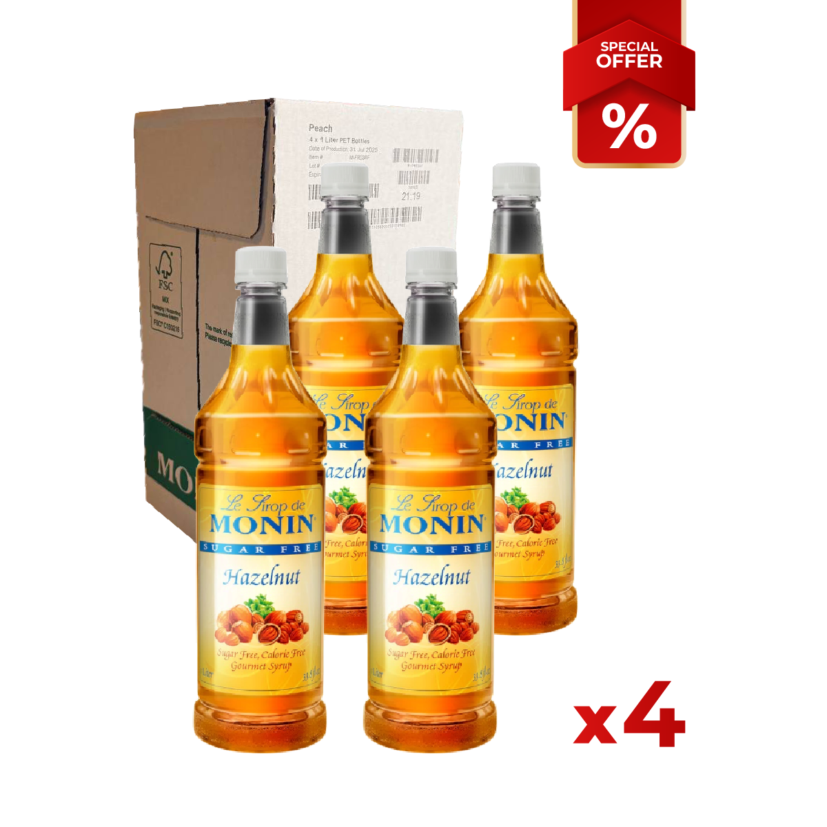 Hazelnut Syrup Sugar Free MONIN, 1L