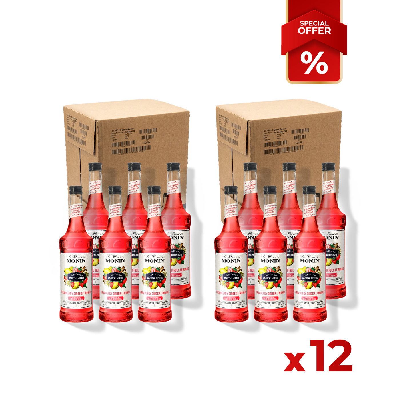 Strawberry-Ginger Lemonade Mix MONIN, 0,75L