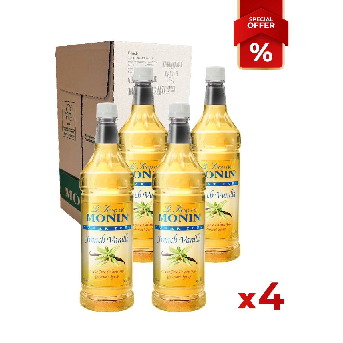 Vanilla French Syrup Sugar Free MONIN, 1L