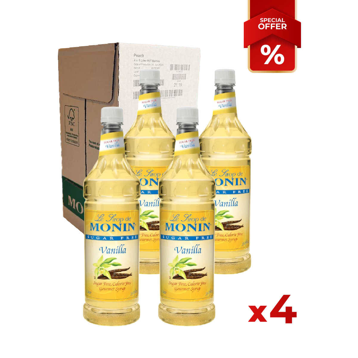 Vanilla Syrup Sugar Free MONIN, 1L