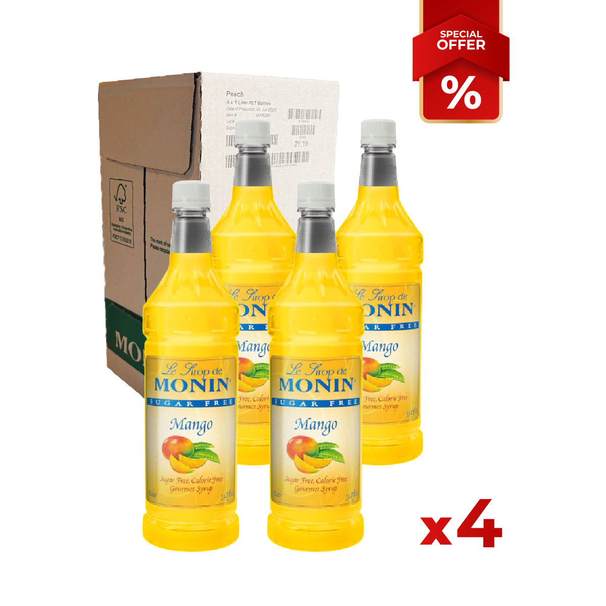 Sirop de mangue sans sucre MONIN, 1L
