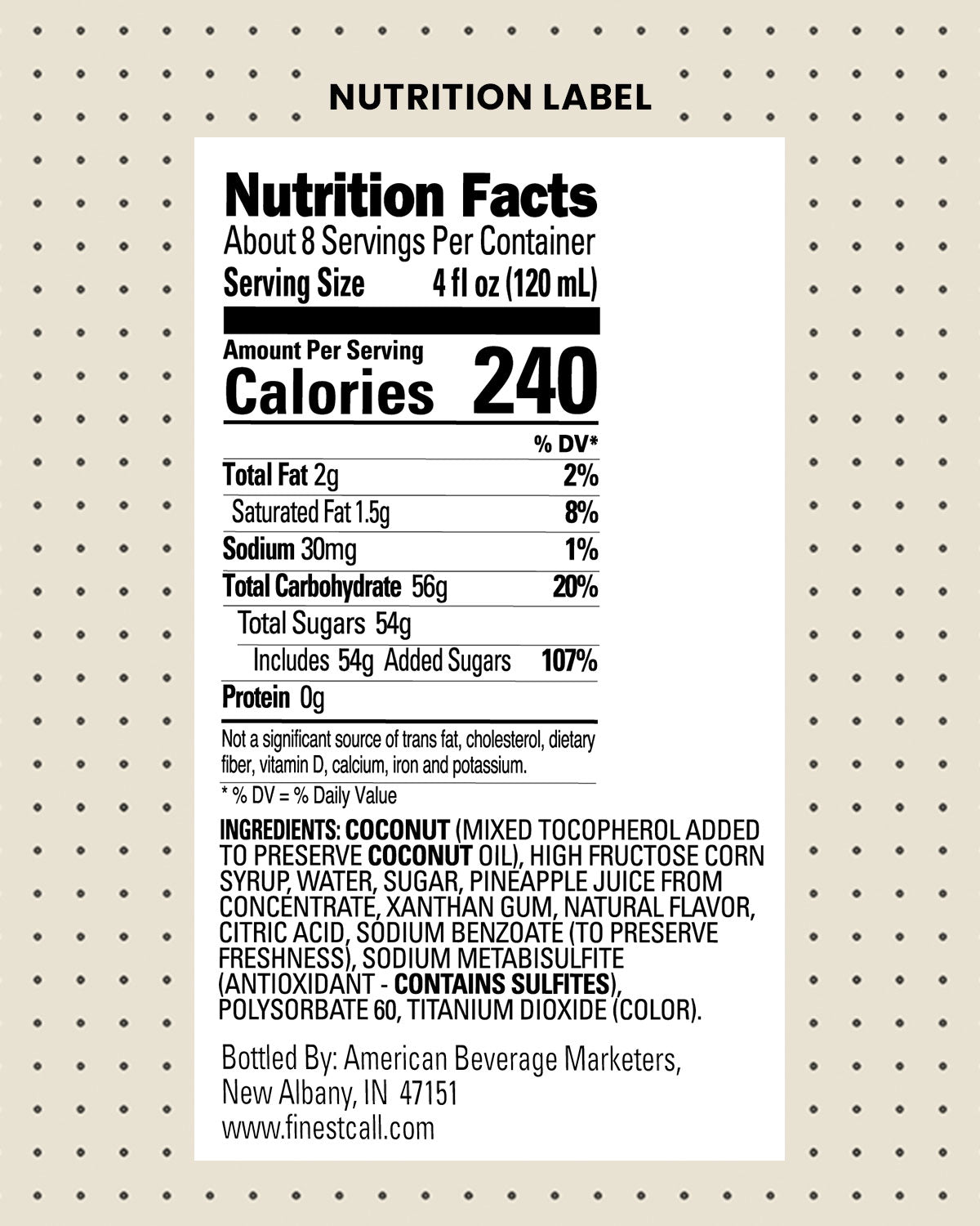 Pina Colada Mix FINEST CALL, 1L