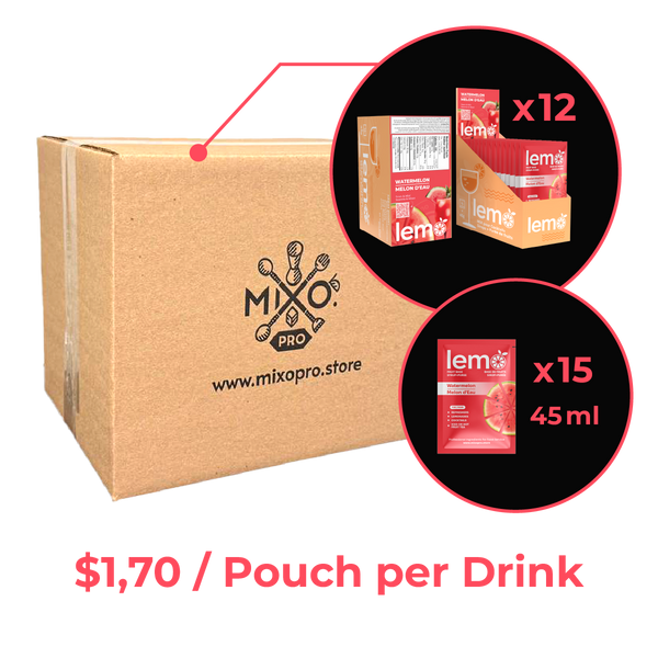 Watermelon Syrup LEMO, Carton of 12 boxes of 15 pouches x 45ml