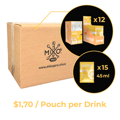 Yuzu Syrup LEMO, Carton of 12 boxes of 15 pouches x 45ml