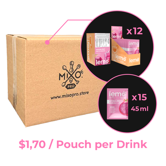 Dragon fruit Syrup LEMO, Carton of 12 boxes of 15 pouches x 45ml