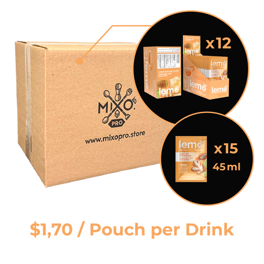 Ginger with Lime&Honey Syrup LEMO, Carton of 12 boxes of 15 pouches x 45ml