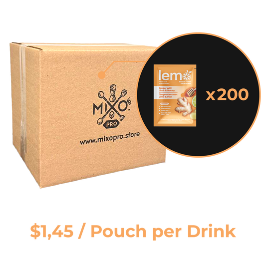 Ginger with Lime&Honey Syrup LEMO, Carton of 200 pouches x45ml, no-box