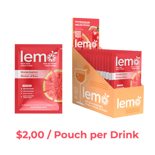 Watermelon Syrup LEMO, Box of 15 pouches x 45ml