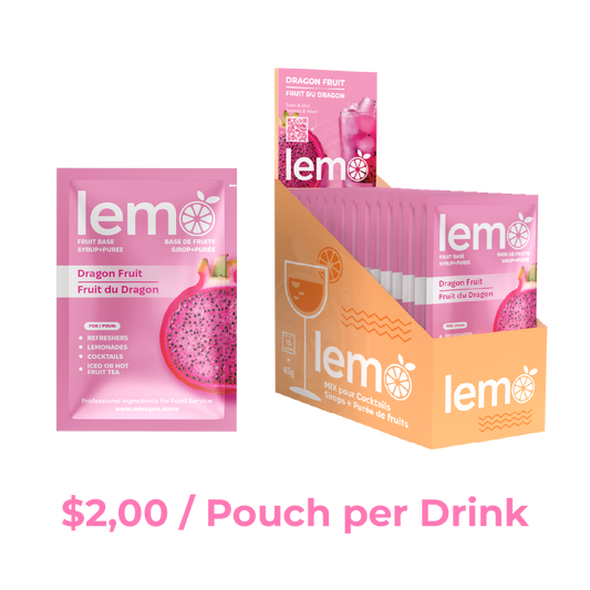 Dragon fruit Syrup LEMO, Box of 15 pouches x 45ml