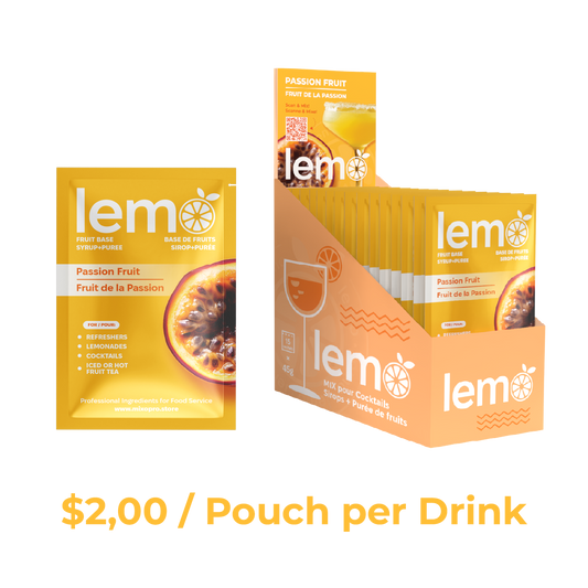Passion fruit Syrup LEMO, Box of 15 pouches x 45ml