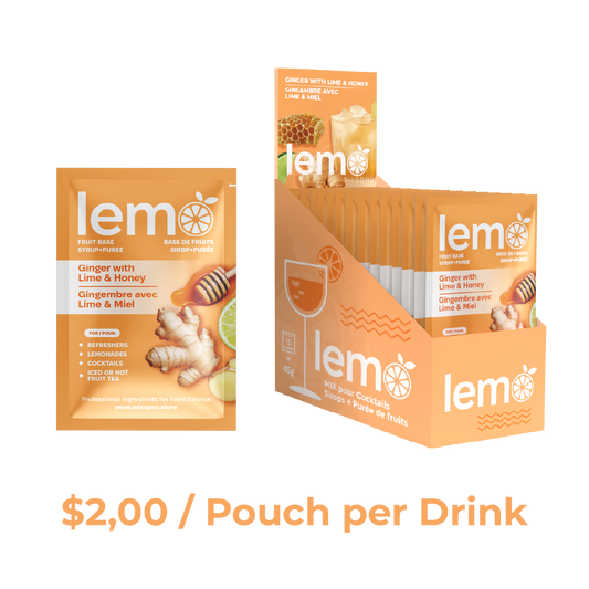 Ginger with Lime&Honey Syrup LEMO, Box of 15 pouches x 45ml