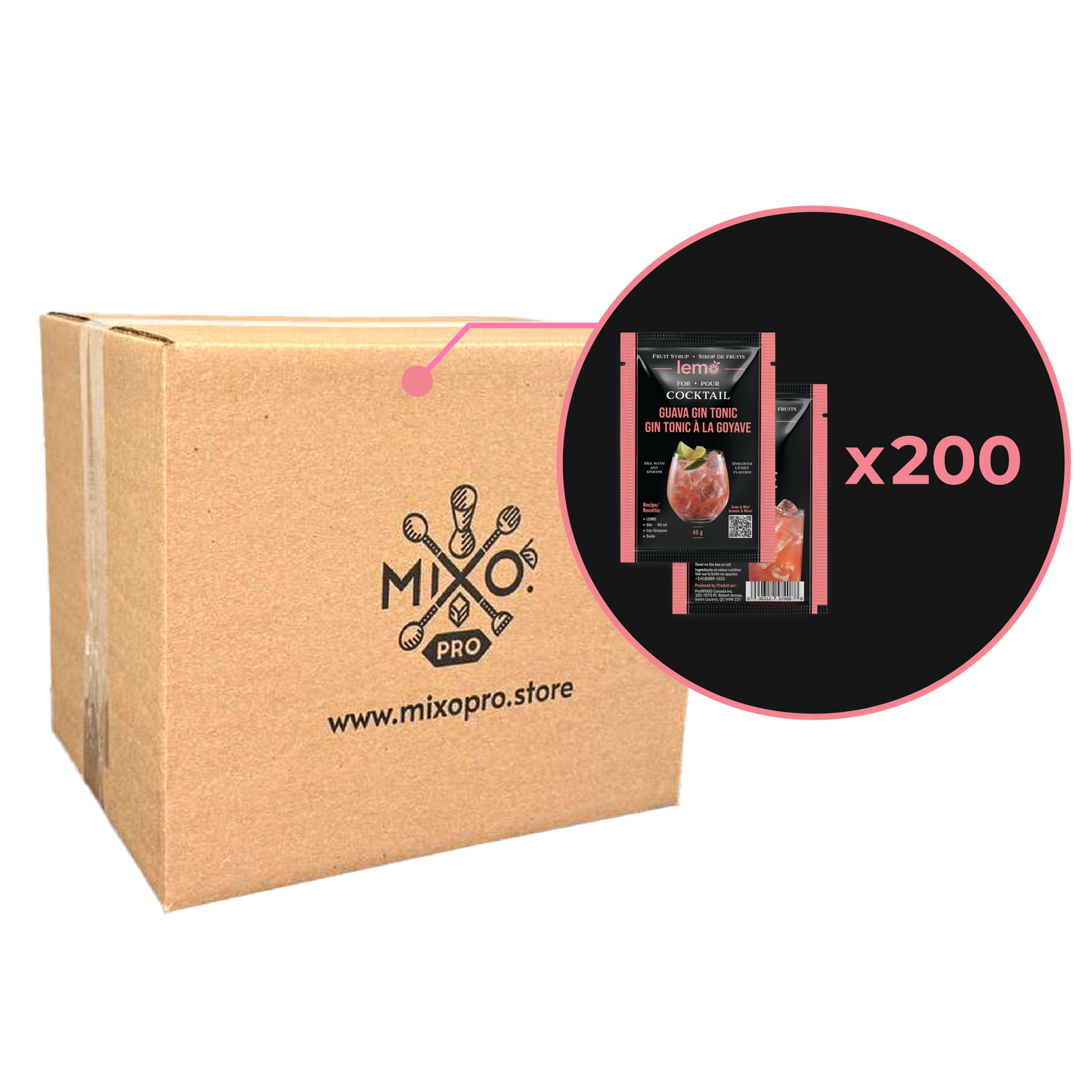 Guava Syrup LEMO, Box of 15 pouches x 45ml