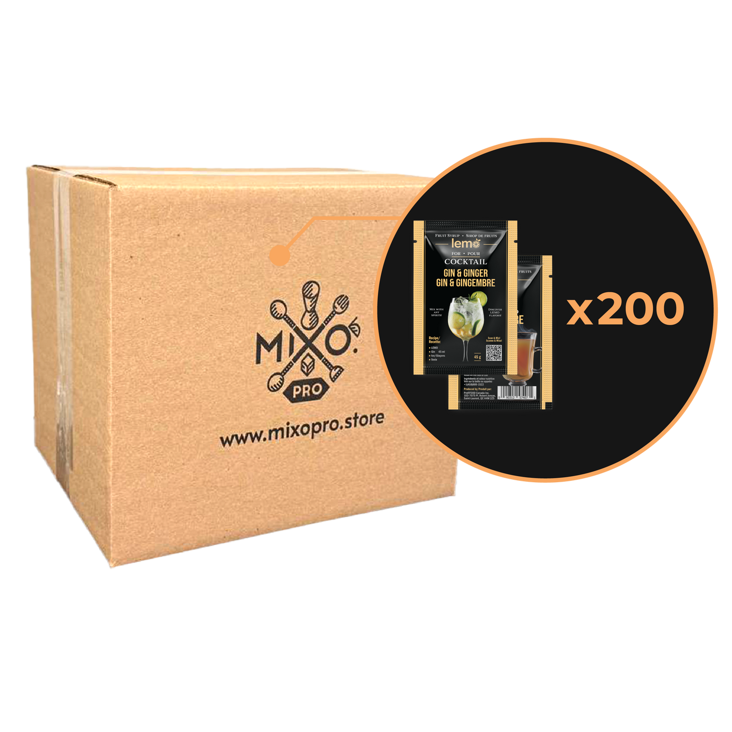 Ginger with Lime&Honey Syrup LEMO, Box of 15 pouches x 45ml
