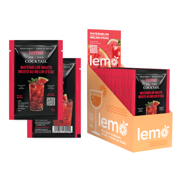 Watermelon Syrup LEMO, Box of 15 pouches x 45ml