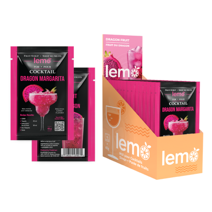 Dragon fruit Syrup LEMO, Box of 15 pouches x 45ml