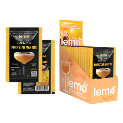 Passion fruit Syrup LEMO, Box of 15 pouches x 45ml
