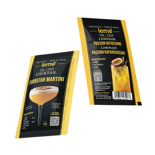 Passion fruit Syrup LEMO, Box of 15 pouches x 45ml