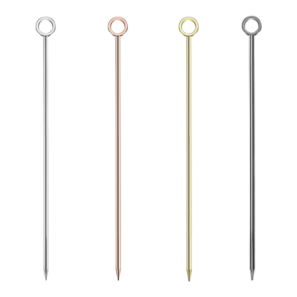 Circle Top Cocktail Picks - Gold Plated Top